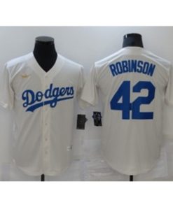 MLB Dodgers 42 Jackie Robinson Cream Throwback Jersey