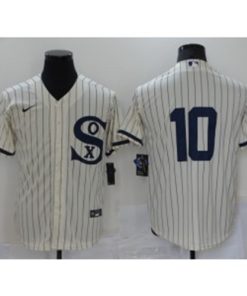 MLB White Sox 10 Yoan Moncada 2021 Cream Field Of Dreams Cool Base Men Jersey