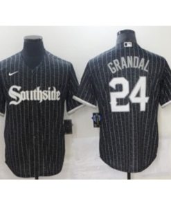 MLB White Sox Southside 24 Yasmani Grandal Black 2021 City Connect Cool Base Men Jersey