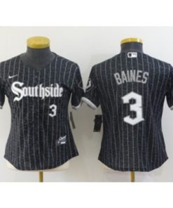 MLB White Sox Southside 3 Harold Baines Black 2021 City Connect Nike Cool Base Women Jersey
