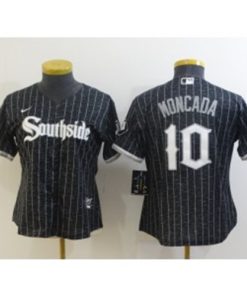 MLB White Sox Southside Black 10 Yoan Moncada 2021 City Connect Women Jersey