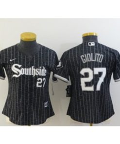 MLB White Sox Southside Black 27 Lucas Giolito 2021 City Connect Nike Cool Base Women Jersey