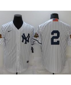 MLB Yankees 2 Derek Jeter White Throwback Men Jersey