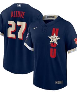 Men's Houston Astros #27 Jose Altuve 2021 Navy All-Star Cool Base Stitched Baseball Jersey