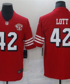 Men's San Francisco 49ers #42 Ronnie Lott 2021 Scarlet 75th Anniversary Alternate Vapor Untouchable Limited Stitched Jersey