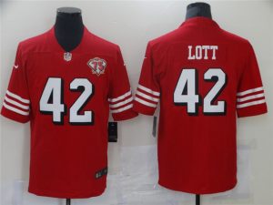 Men’s San Francisco 49ers #42 Ronnie Lott 2021 Scarlet 75th Anniversary ...