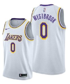 Lakers 0 Russell Westbrook White Nike Swingman Jersey