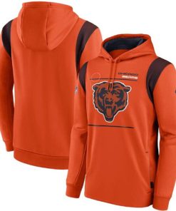 Men's Chicago Bears 2021 Orange Sideline Logo Performance Pullover Hoodie