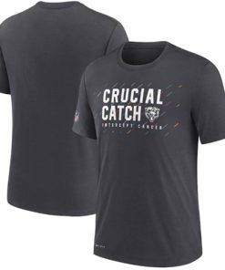 Men's Chicago Bears Charcoal 2021 Crucial Catch Performance T-Shirt
