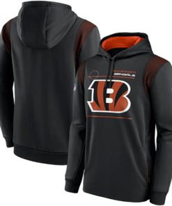 Men's Cincinnati Bengals 2021 Black Sideline Logo Performance Pullover Hoodie