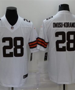 Men's Cleveland Browns #28 Jeremiah Owusu-Koramoah 2021 Draft White Vapor Untouchable Limited Stitched NFL Jersey