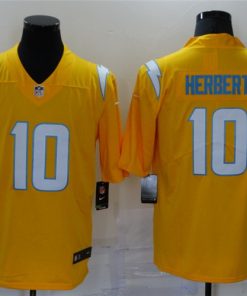 Men's Los Angeles Chargers #10 Justin Herbert Gold 2021 Inverted Legend Stitched Jersey