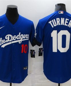 Men's Los Angeles Dodgers #10 Justin Turner 2021 Royal City Connect Flex Base Stitched Jersey