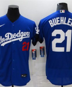 Men's Los Angeles Dodgers #21 Walker Buehler 2021 Royal City Connect Flex Base Stitched Jersey