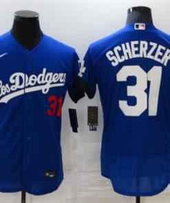 Men's Los Angeles Dodgers 31 Max Scherzer 2021 Royal City Connect Flex Base Stitched Jersey
