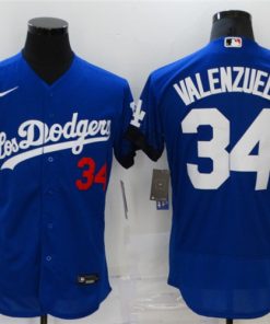 Men's Los Angeles Dodgers #34 Toro Valenzuela 2021 Royal City Connect Flex Base Stitched Jersey