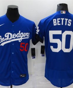 Men's Los Angeles Dodgers #50 Mookie Betts 2021 Royal City Connect Flex Base Stitched Baseball Jersey
