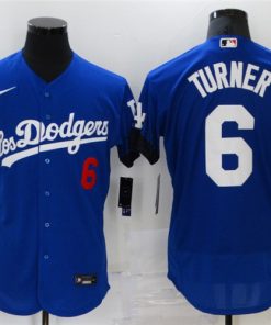 Men's Los Angeles Dodgers #6 Trea Turner 2021 Royal City Connect Flex Base Stitched Jersey