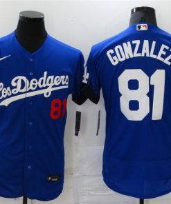 Men's Los Angeles Dodgers #81 Victor Gonzalez 2021 Royal City Connect Flex Base Stitched Jersey