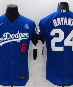 Men's Los Angeles Dodgers Front #8 Back #24 Kobe Bryant 2021 Royal City Connect Flex Base Stitched Jersey