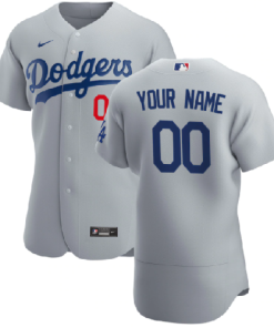 Men's Majestic Los Angeles Dodgers Customized Gray Alternate Road Flexbase  Collection MLB Jersey