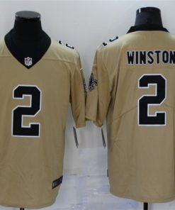 Men's New Orleans Saints #2 Jameis Winston 2021 Gold Inverted Legend Stitched Jersey
