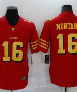 Men's San Francisco 49ers #16 Joe Montana Red Gold Vapor Untouchable Limited Stitched Jersey