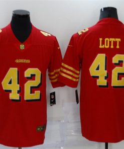 Men's San Francisco 49ers #42 Ronnie Lott Red Gold Vapor Untouchable Limited Stitched Jersey