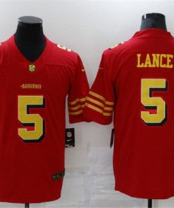 Men's San Francisco 49ers #5 Trey Lance Red Gold Vapor Untouchable Limited Stitched Jersey