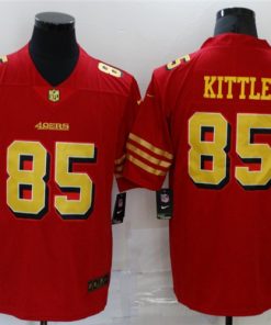 Men's San Francisco 49ers #85 George Kittle Red Gold Vapor Untouchable Limited Stitched Jersey