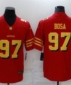 Men's San Francisco 49ers #97 Nick Bosa Red Gold Vapor Untouchable Limited Stitched Jersey