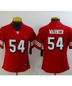 Nike 49ers 54 Fred Warner Red Throwback Vapor Limited Women Jersey