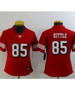 Nike 49ers 85 George Kittle Red Throwback Vapor Limited Women Jersey