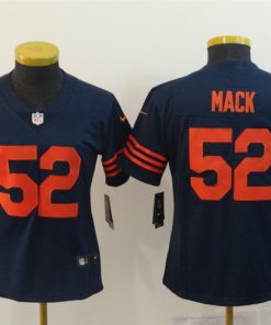Nike Bears 52 Khalil Mack Navy Throwback Women Vapor Untouchable Limited Jersey