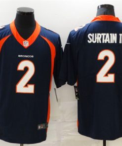 Nike Broncos 2 Patrick Surtain II Navy 2021 Draft Vapor Limited Jersey