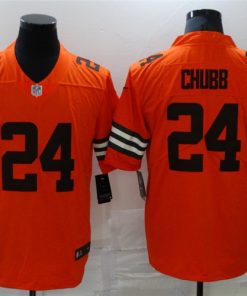 Nike Browns 24 Nick Chubb Orange Inverted Legend Limited Jersey