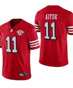 San Francisco 49ers #11 Brandon Aiyuk Scarlet 75th Anniversary Stitched Jersey