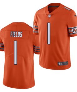 Women's Chicago Bears #1 Justin Fields 2021 NFL Draft Orange Vapor Untouchable Limited Stitched NFL Jersey