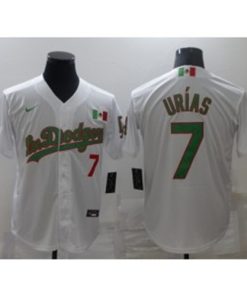 MLB Dodgers 7 Julio Urias White Mexico Cool Base Men Jersey