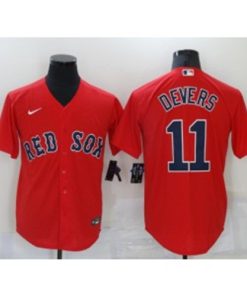 MLB Red Sox 11 Rafael Devers Red Nike Cool Base Men Jersey