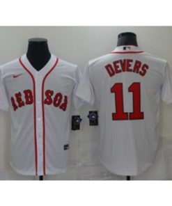 MLB Red Sox 11 Rafael Devers White Nike Cool Base Men Jersey