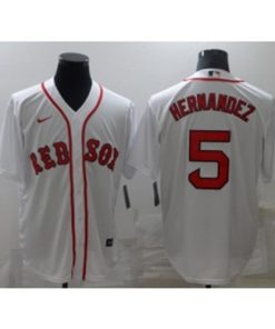 MLB Red Sox 5 HERNANDEZ White Nike Cool Base Men Jersey