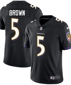 Men's Baltimore Ravens #5 Marquise Brown Black Stitched Football Jersey