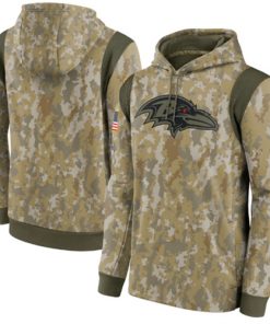 Men's Baltimore Ravens Camo 2021 Salute To Service Therma Performance Pullover Hoodie