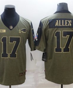 Men's Buffalo Bills #17 Josh Allen 2021 Olive Salute To Service Limited Stitched Jersey