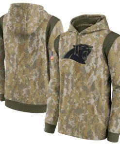 Men's Carolina Panthers Camo 2021 Salute To Service Therma Performance Pullover Hoodie