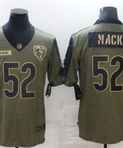 Men's Chicago Bears #52 Khalil Mack 2021 Olive Salute To Service Limited Stitched Jersey