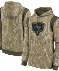 Men's Chicago Bears Camo 2021 Salute To Service Therma Performance Pullover Hoodie