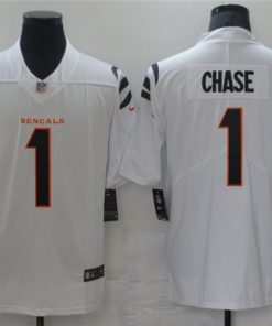 Men’s Cincinnati Bengals #1 Ja’Marr Chase 2021 NFL Draft White Vapor Limited Stitched Jersey
