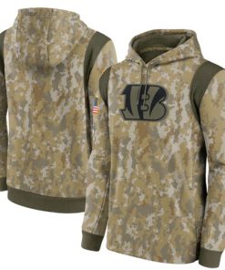 Men's Cincinnati Bengals Camo 2021 Salute To Service Therma Performance Pullover Hoodie